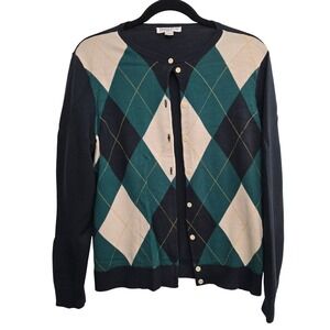 Pendleton Argyle Cardigan Merino Wool L Preppy Old Money Dark Academia Classic‎